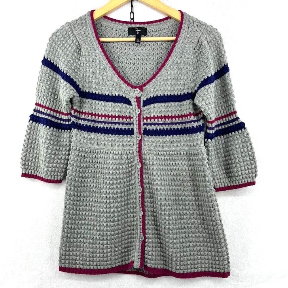 Aqua Brand Women's 3/4 Length Sleeve V-Neck‎ Knit Sweater Size Medium